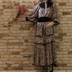 Anna Mason Kasia Floral amp Lace Trim Midi Dress